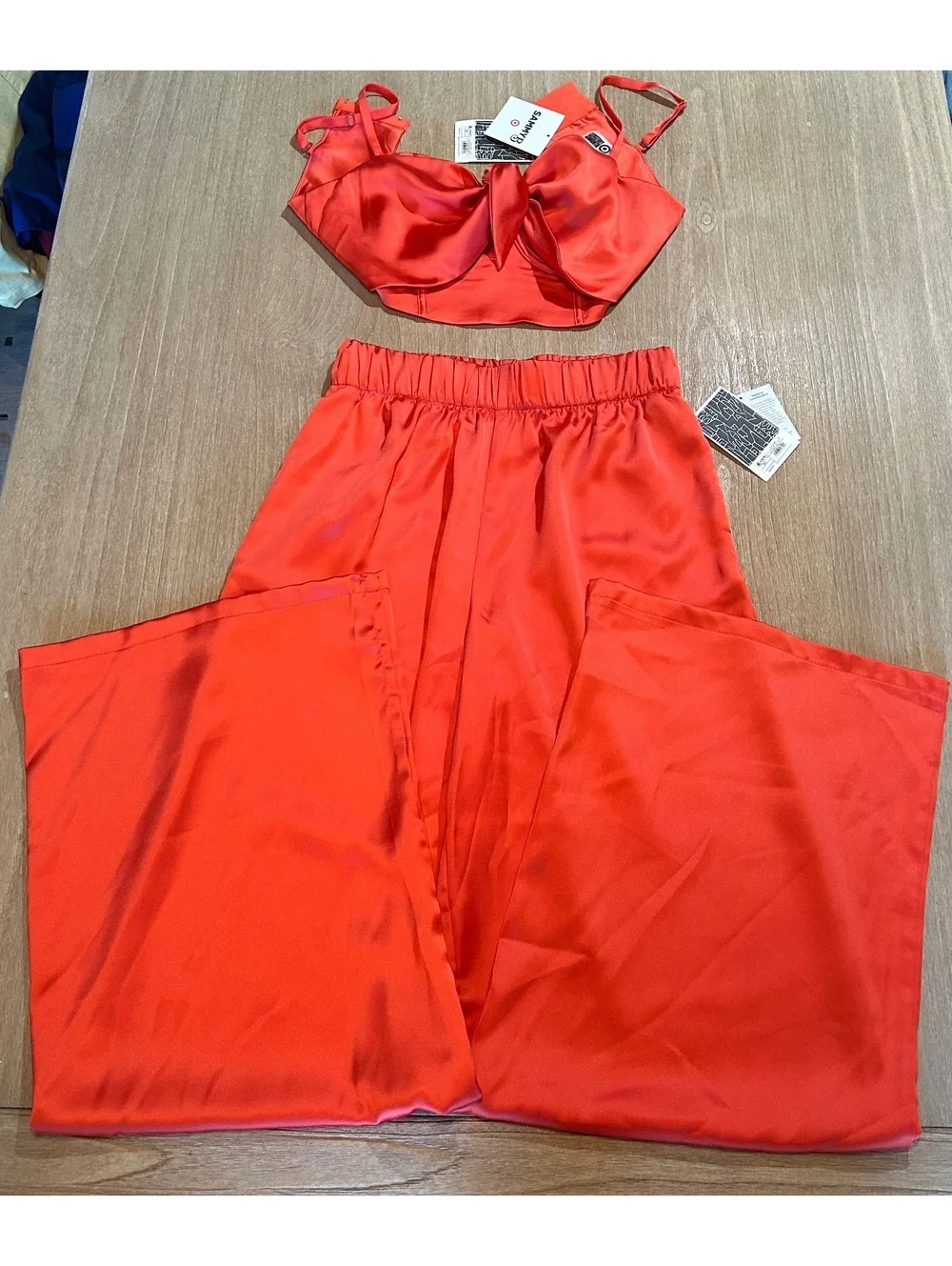 Sammy B Target Black History Month Orange Bow Top & Wide Leg Pants Set NWT XS
